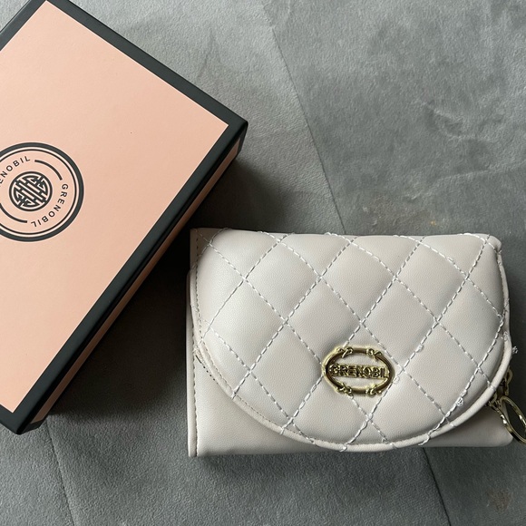 Grenobil Handbags - Grenobil Women’s Quilted Wallet with Coin Pouch – Cream Trifold Card Holder